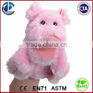 lovely pink plush pig hand puppet manufacture,animal finger puppet and story