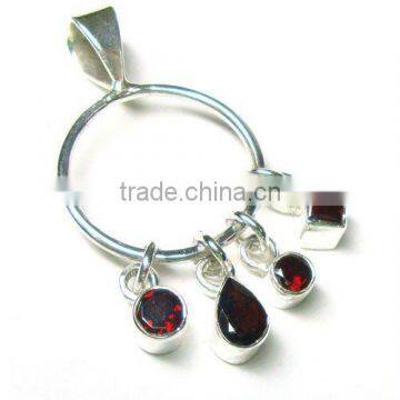 925 Hand Crafted Sterling Silver Faceted Garnet Pendant