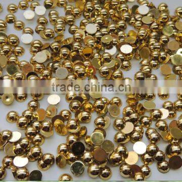 gold and silvery color fancy plastic half pearl beads for docaration