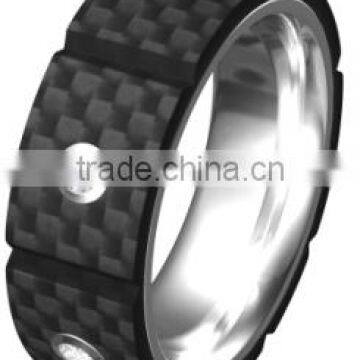 wholesales black carbon fiber tungsten ring inlay cz 2016 fashion carbon fiber jewellery rings tungsten carbide bands