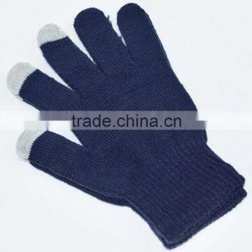 cheap custom three fingers tip acrylic knitted touch screen glove wholesale
