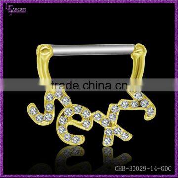 316L Surgical Steel Cubic Zirconia Tribal Nipple Shield