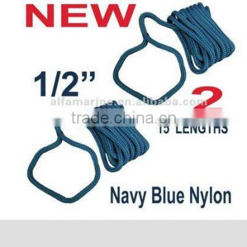 High quality Blue 1/2" * 15' Prespliced Double-Braid Nylon Dock Lines