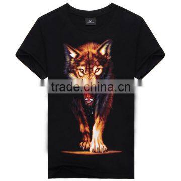2016 Men's Cotton Short Sleeve T-shirt Fashion O-neck Casual Skull Wolf 3d Print T Shirt M-XXXL photo-6