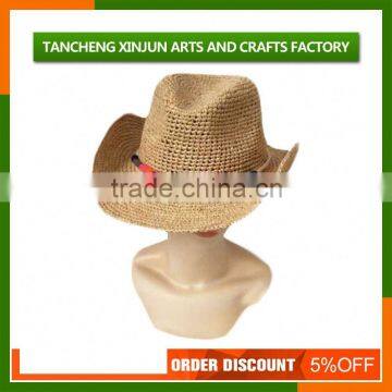 Handmade Natural Cheap Mens Straw Hats With Black Band photo-3