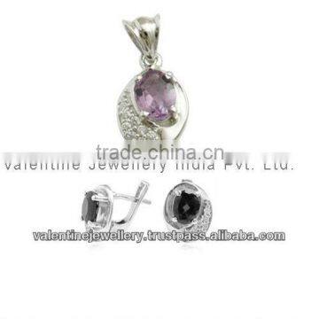 designer pendant and earring gemstone jewellery set