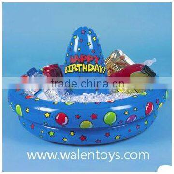 hot sale custom made round pvc inflatable ice cooler, swimming pool floating drink Tray cooler