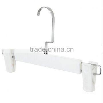 Square Hook White Plastic Skirt/Pant Hanger With Adjustable Clips photo-1