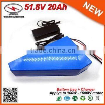 Electric Bicycle Battery Suppliers 52V 20Ah Ebike Battery Pack 52V Battery Triangle with 30A BMS 2A Charger for 1500W Motor