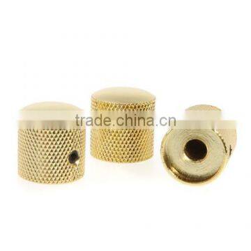 3PCS Gilded Metal Dome Knobs Knurled Barrel for Electric Guitar Parts Gold photo-3