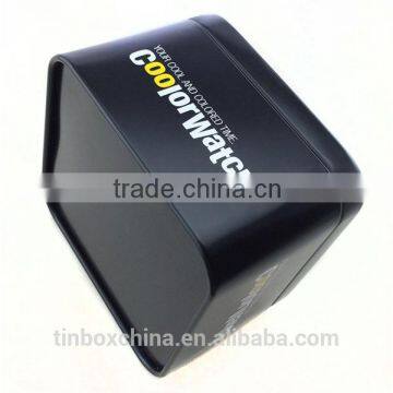 high quality matte black decorative square shape tin box