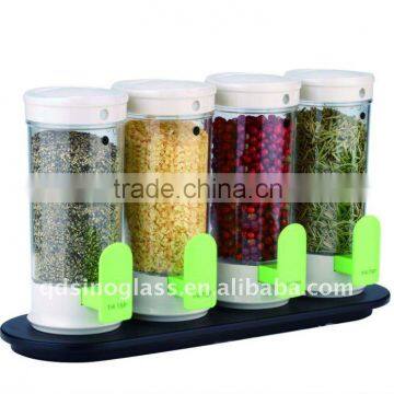 SINOGLASS 4pcs Round Plastic Precise Measurement Spice Rack Set L Size