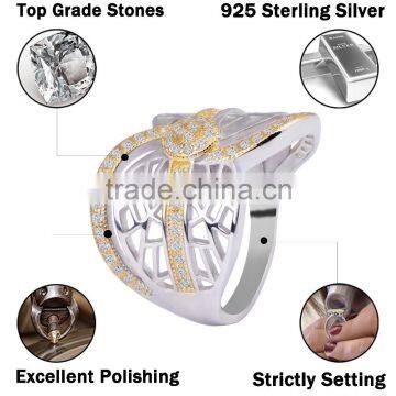 Pure Silver Irregular Vein x Letter Ring With Gold Plated for Women photo-2