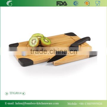 TFGJ014/2015 new products bamboo chopping board with silicone corners for kitchen untensils silicone wooden cutting board for ap