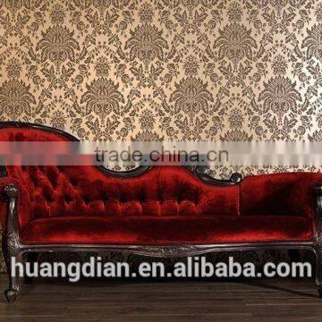 Victoria style luxury hotel lobby furniture upholstered tufted red chaise lounge chair