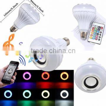 Wireless Bluetooth Speaker +12W RGB Bulb E27 LED Lamp 100-240V 110V 220V Smart Led Light Music Player Audio with Remote Control