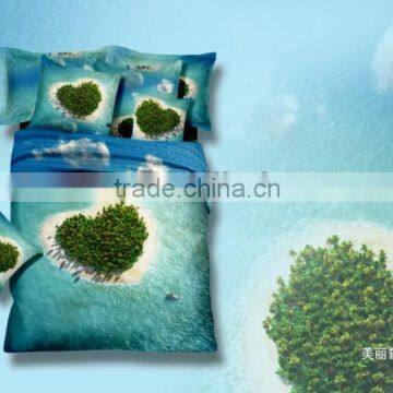 2014 3d charming scenery design, reactive printed 100% cotton comforter wholesale 4pcs bedding set