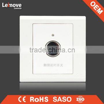 High quality frosted faceplate PC white touch time delay switch with light
