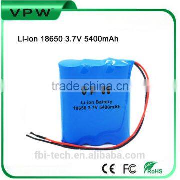 MSDS CE FCC ROHS Certificate Rechargeable 3.7V 5400mAh Li-ion Battery