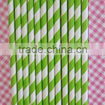 Lime Green White Striped Paper Straws, Lime Green Striped Stripey Stripe Paper Straws, 33 colors for your choice , wholesale