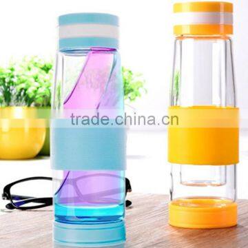 Creativity is convenient Twin Lids Double Wall Glass Tea Bottle