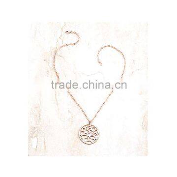 Wholesale Rose Gold Big Lotus Flower Pendant Necklace