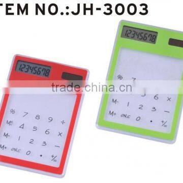 Solar powered transparent touch screen calculator for promotion gift