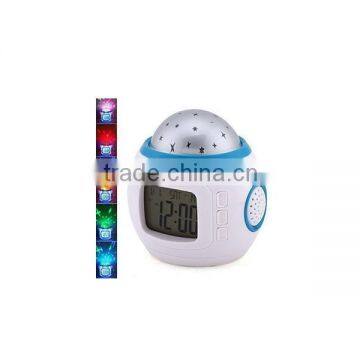 Hot Custom Personalized Children Room Sky Star Night Light Projector Alarm Clock With Sleeping Music and Thermometer Factory photo-5