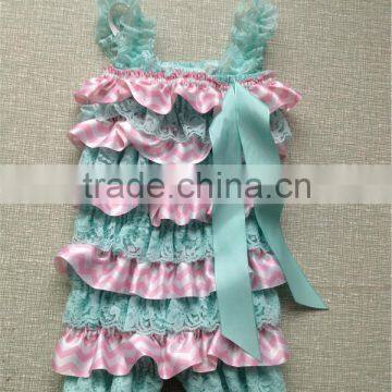 Hot Sale Fashion/ Pretty/ Soft Ruffled Rompers Baby Sleeveless Rompers/ Bodysuit Best Posh Petti Ruffle Lace And Satin Rompers photo-3