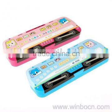 Train-shape tin metal cartoon students pencil case pencil box