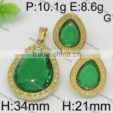 Fashion Hot Selling 14k Gold Jewelry Wholesale With Black and Green Stone