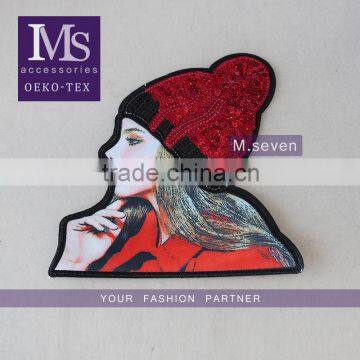 Latest Customized girls head design personalized embroidery patches