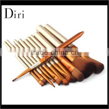 Glossy gold color high quality synthetic makeup brushes