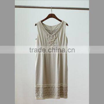 High quality hand beaded sleeveless dress for lady