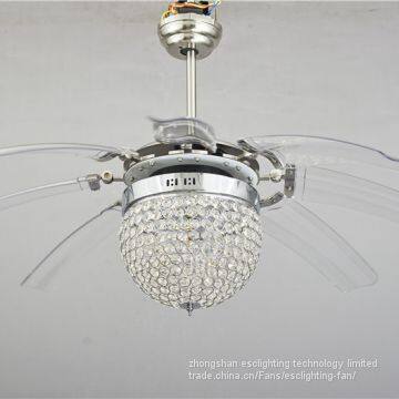 110-240v 70w AC DC Motor 42'' Crystal Retractable Ceiling Fan With Lights photo-4