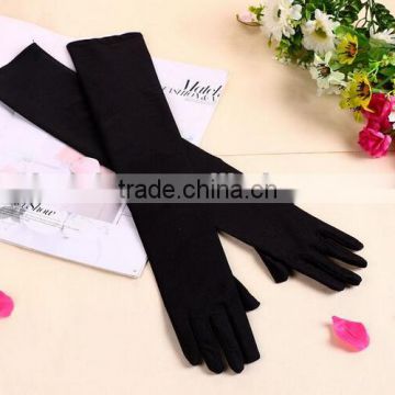 White Black Red Finger Design Spandex Cheap Long Evening Gloves for Women