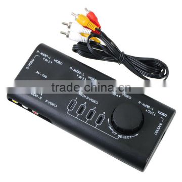 2017 Hot sales 3 Way Audio Video AV RCA Switch Selector Box Splitter 3 RCA Cable for DVD PS2