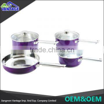 Wholesale high quality 7pcs mirror polish Non-stick stainless steel cookware with glass lid