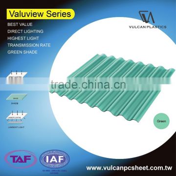 Plastic Polycarbonate Solid / Corrugated Sheets (Valuview Green series)