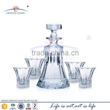 1+6-Piece Set,Set of NON-Lead Clear Crystal Decanter and Whiskey Tumblers