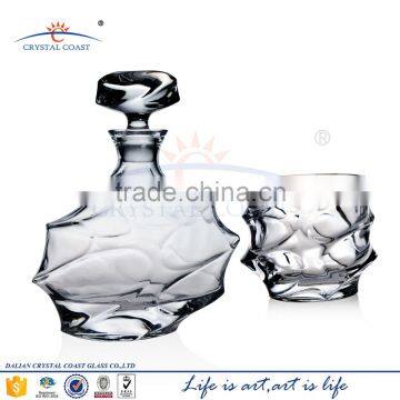 Set of 25 Oz. Clear Crystal Decanter and Six 10.14 Oz. Heavy-Base Whisky Glasses, Whiskey Tumblers, 1+6-Piece Set photo-2