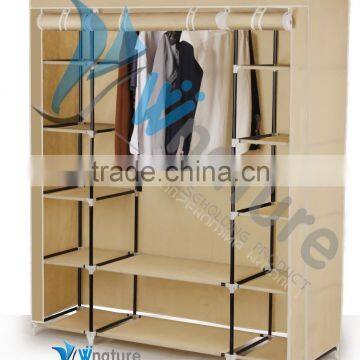 Folding fabric portable bedroom wardrobe with metal frame big size