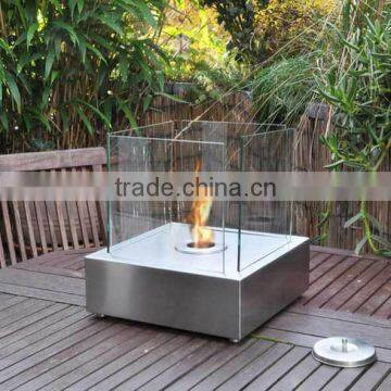 square stainless steel box bio ethanol fireplace