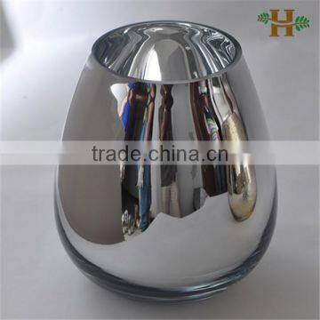 Handmade electroplate-silvered round glass vase