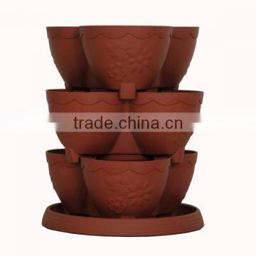 Showroom Decoration Organic Gardening Stackable Plastic Flower Pots