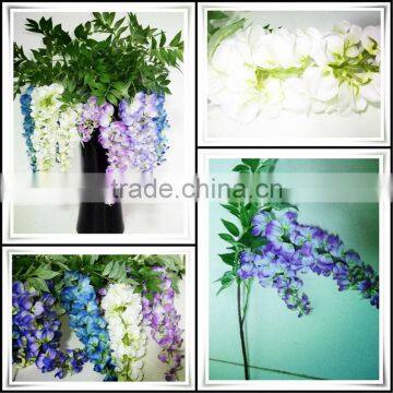 Fine Silk Long Stem 3 Branches Wisteria Wedding Party Hotel Ornament Flower Vine photo-2