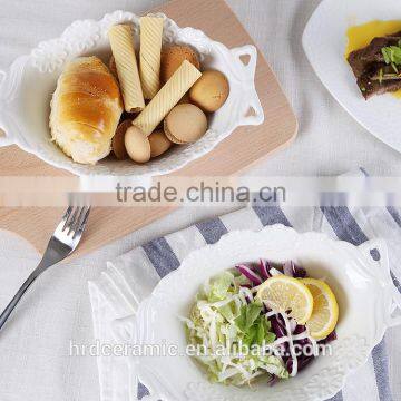 Wholesale 600ml Cheap Customized White Ceramic Baking Sala Bowl