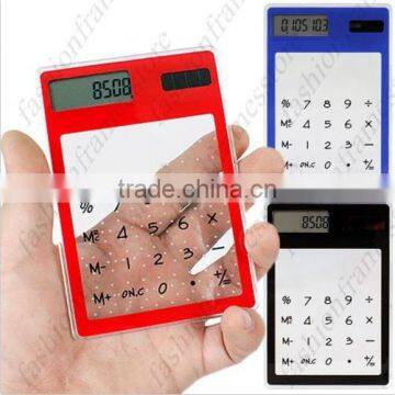 Ultra colors Thin Compact Transparent Touch Screen Solar Calculator