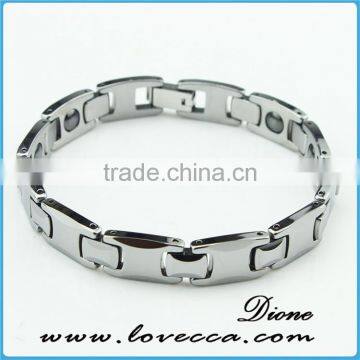 Large Heavy Black Silver Link Bangle Chain Men's Tungsten Bracelet photo-4