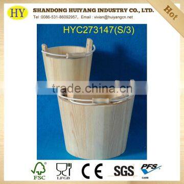 FSC factory small wooden garden barrel bucket sets for plant